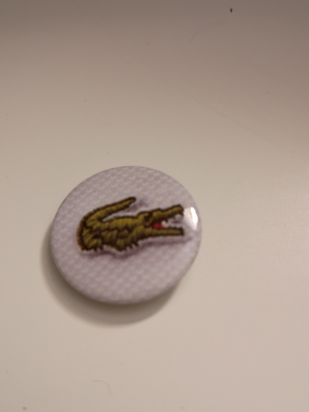 Vintage 1" Round Lacoste Pin Never Used White Green Croc